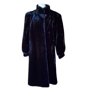 1960s Grandazia by Glenoit‎ Black Faux Fur Coat